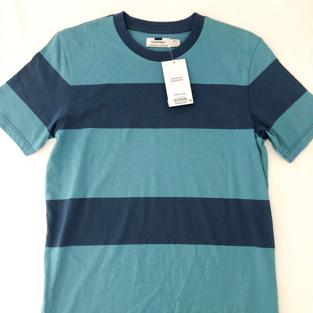 Topman Blue Striped Classic Tee
